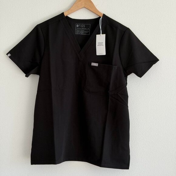 Figs Women's Catarina One Pocket Scrub Top in Black, Size Medium - Picture 6 of 9